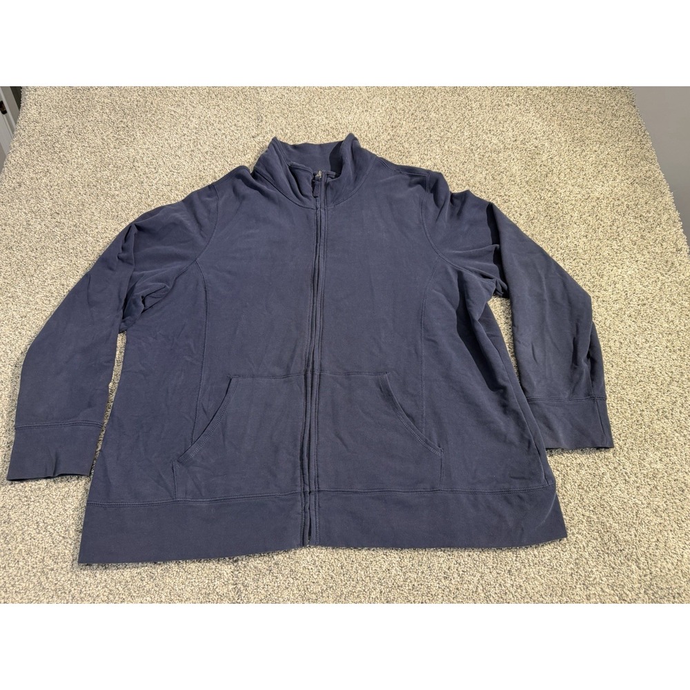 LL Bean Women Size 2XL REG Full‎ Zip Jacket Grey Long Sleeve Cotton 278717